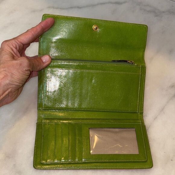 Kate Spade Wallet Leather Bifold Envelope Style Pink & Green Wallet - Picture 11 of 16